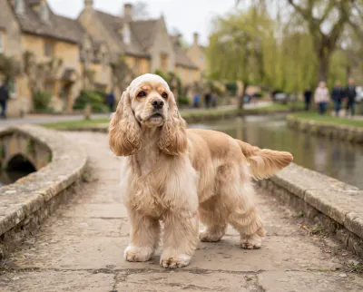 American Cocker Spaniel in a British outdoor setting