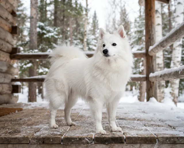 American Eskimo Dog in a British outdoor setting