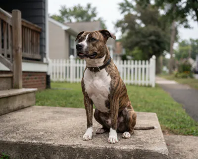 American Staffordshire Terrier in a British outdoor setting