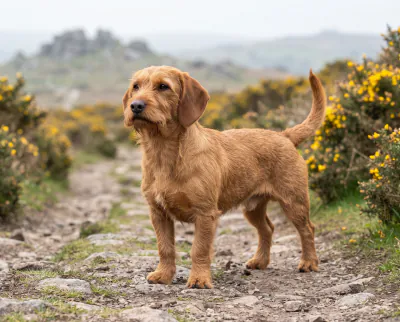 Basset Fauve de Bretagne in a British outdoor setting