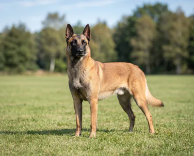 Belgian Malinois in a British outdoor setting
