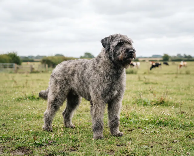Bouvier des Flandres in a British outdoor setting
