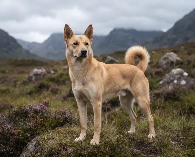 Canaan Dog in a British outdoor setting