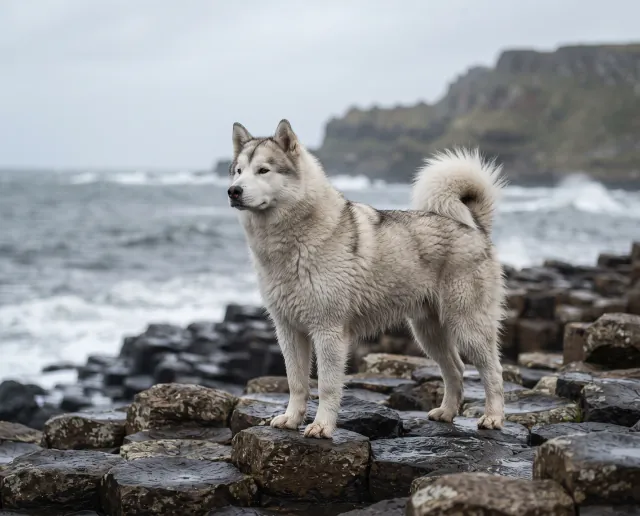 Canadian Eskimo Dog in a British outdoor setting