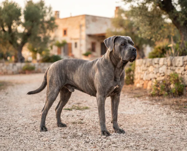 Cane Corso in a British outdoor setting
