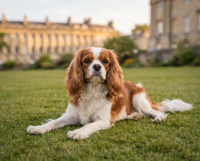 Cavalier King Charles Spaniel resting on a sofa