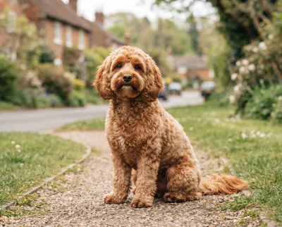Cavapoo in a British outdoor setting