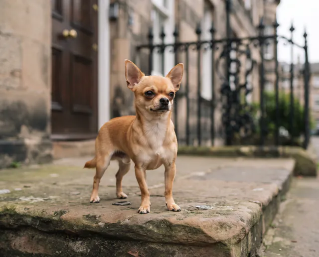 Chihuahua in a British outdoor setting