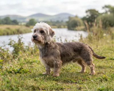 Dandie Dinmont Terrier in a British outdoor setting