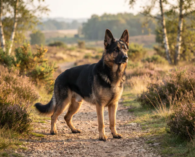 German Shepherd in a British outdoor setting
