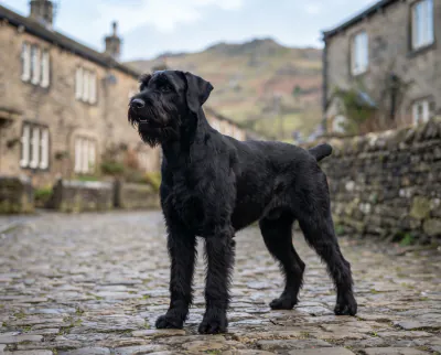 Giant Schnauzer in a British outdoor setting