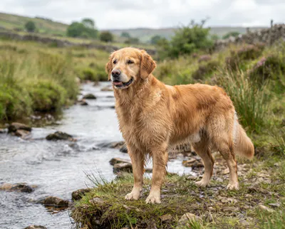 Golden Retriever in a British outdoor setting
