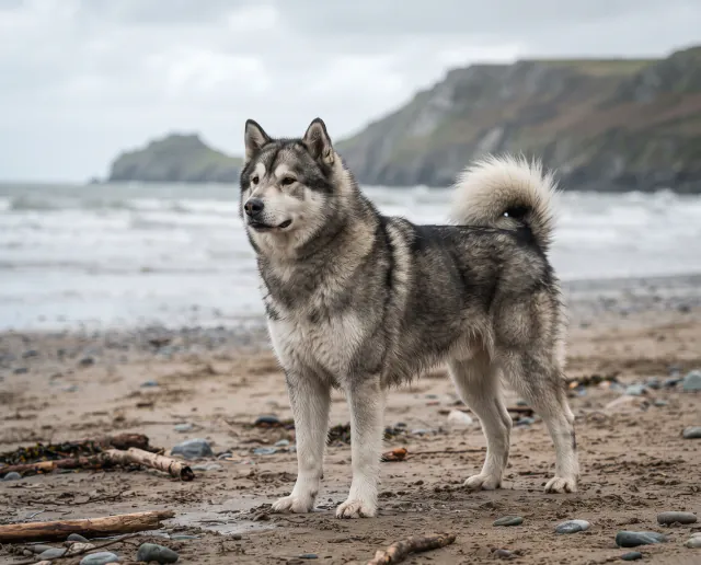 Greenland Dog in a British outdoor setting
