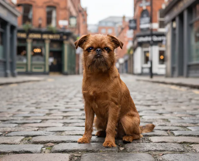 Griffon Bruxellois in a British outdoor setting