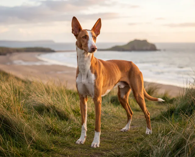 Ibizan Hound in a British outdoor setting