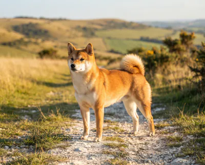 Japanese Shiba Inu in a British outdoor setting