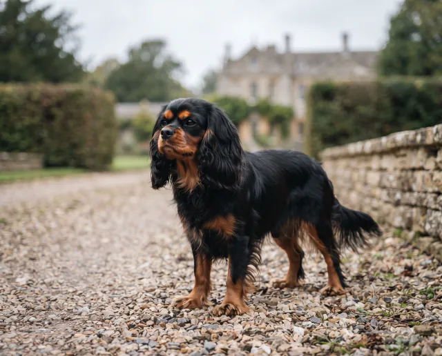 King Charles Spaniel in a British outdoor setting