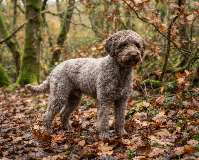 Lagotto Romagnolo in a British outdoor setting