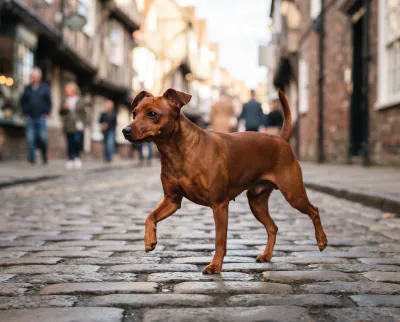 Miniature Pinscher in a British outdoor setting