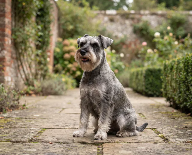 Miniature Schnauzer in a British outdoor setting