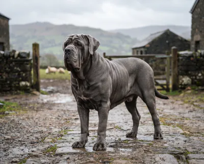 Neapolitan Mastiff in a British outdoor setting