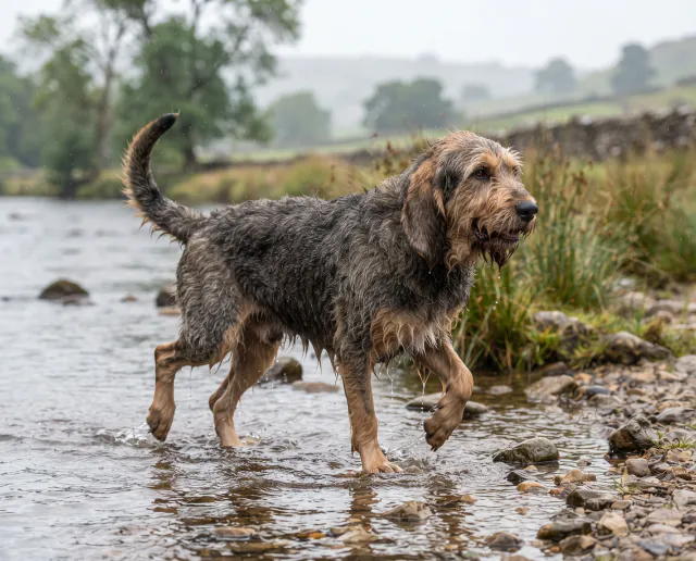 Otterhound in a British outdoor setting
