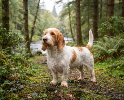 Petit Basset Griffon Vendeen in a British outdoor setting