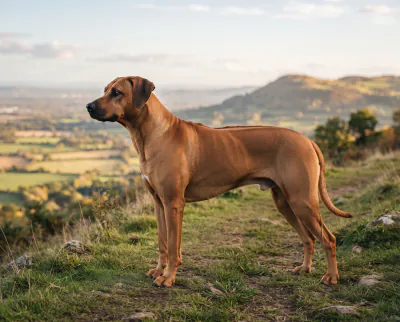 Rhodesian Ridgeback in a British outdoor setting