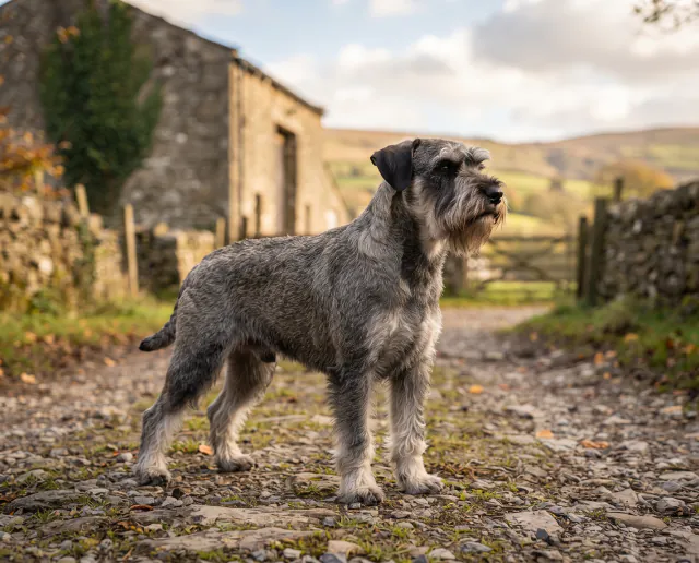 Schnauzer in a British outdoor setting