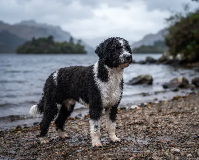 Spanish Water Dog in a British outdoor setting