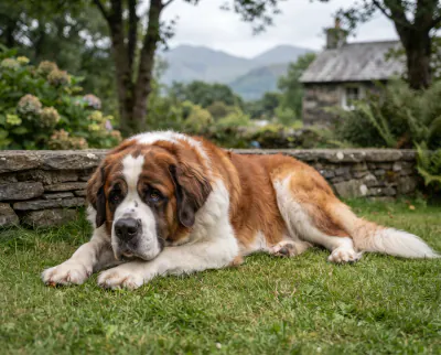 St Bernard in a British outdoor setting