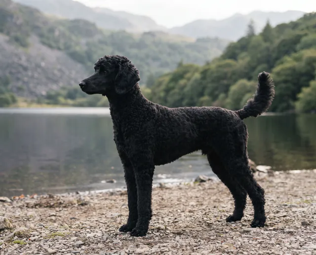 Standard Poodle in a British outdoor setting