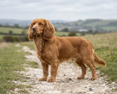 Sussex Spaniel in a British outdoor setting