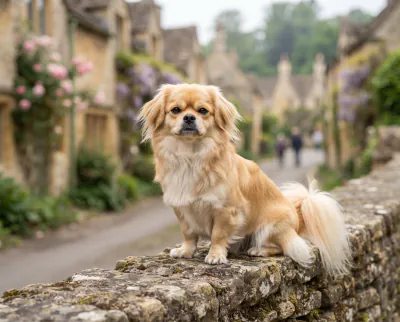 Tibetan Spaniel in a British outdoor setting