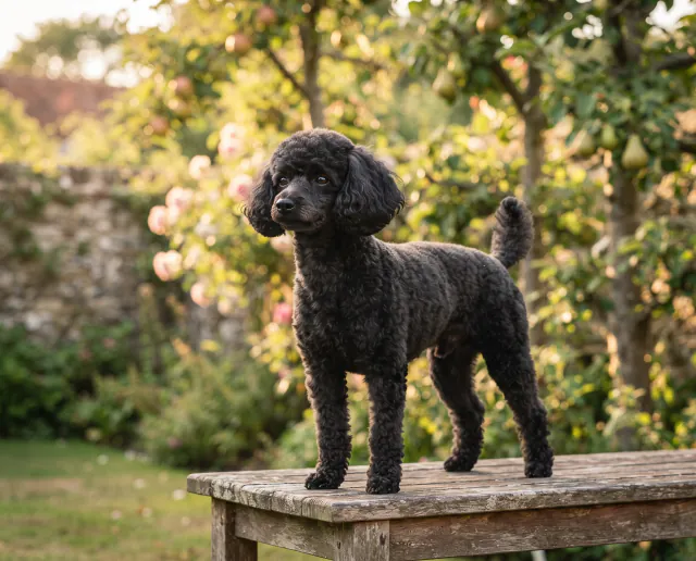 Toy Poodle in a British outdoor setting