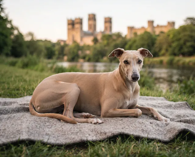 Whippet in a British outdoor setting