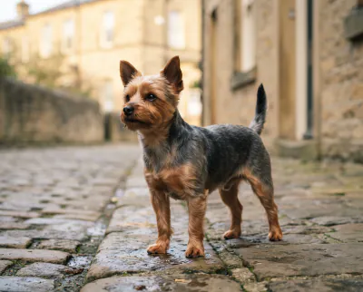 Yorkshire Terrier in a British outdoor setting