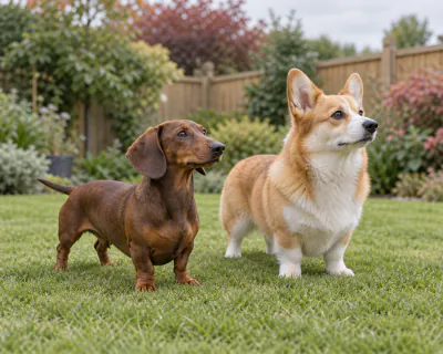 Featured image for Dachshund vs Welsh Corgi, two short-legged breeds with different jobs