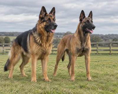 Featured image for German Shepherd vs Belgian Shepherd Dog, comparing two working herders