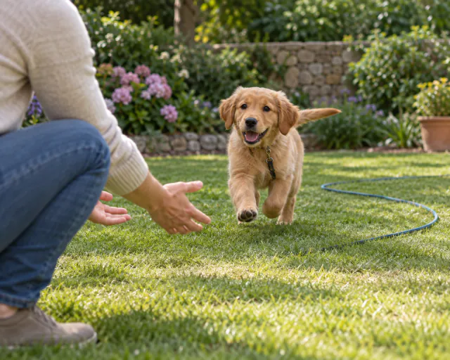 Illustration for your puppy's first recall