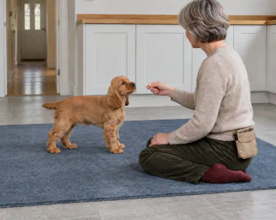 Illustration for teaching your puppy to respond to their name