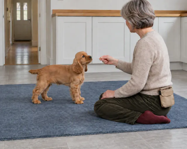 Illustration for teaching your puppy to respond to their name
