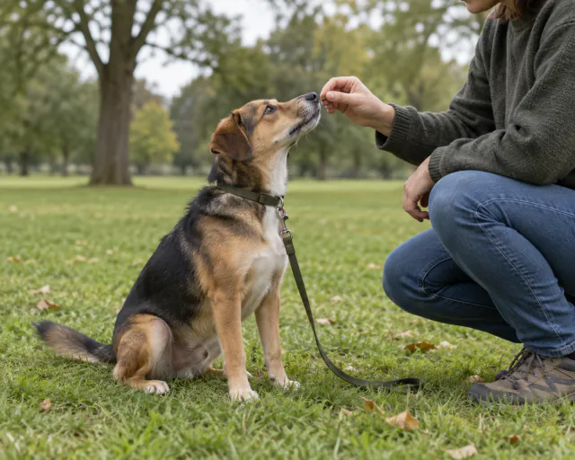 Owner and dog working through a training session